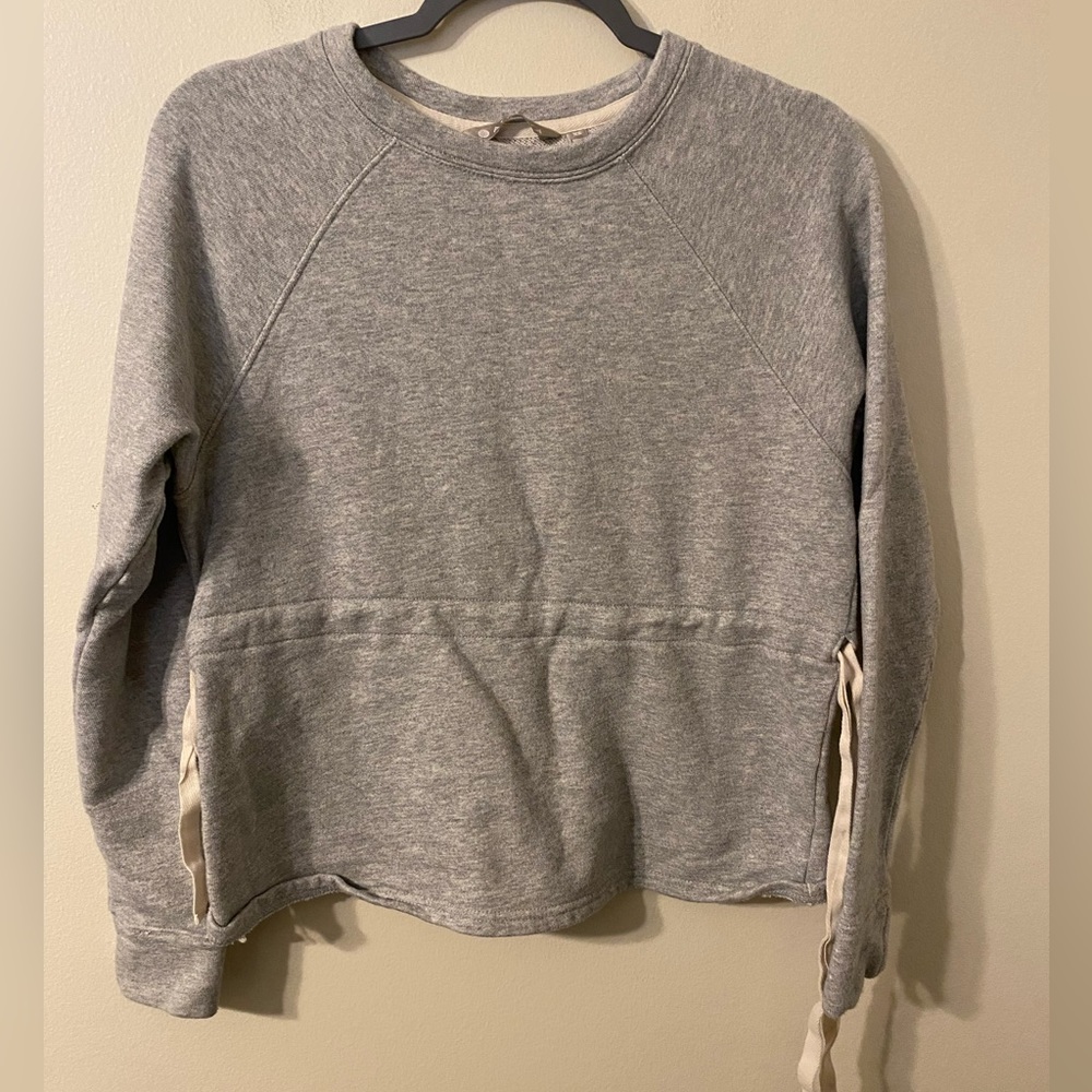 Womens Gray Athleta Studio Cinch Sweatshirt Tie Waist Size XS 352813-00‎